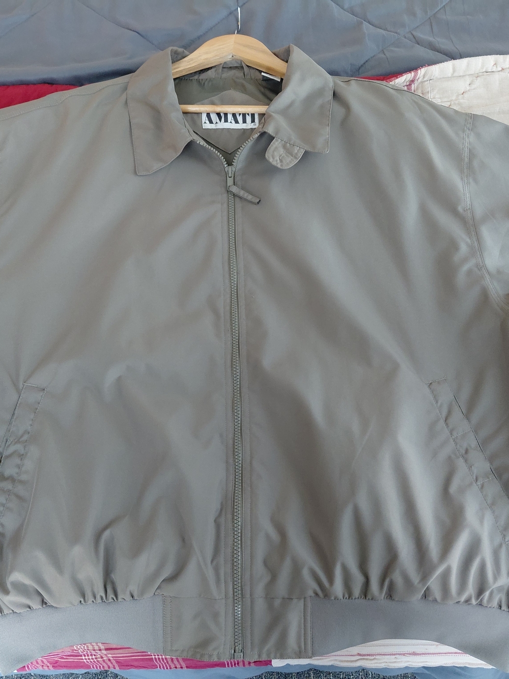 Vintage 90s Amati Polyester Bomber Jacket Windbreaker Khaki Men's XL